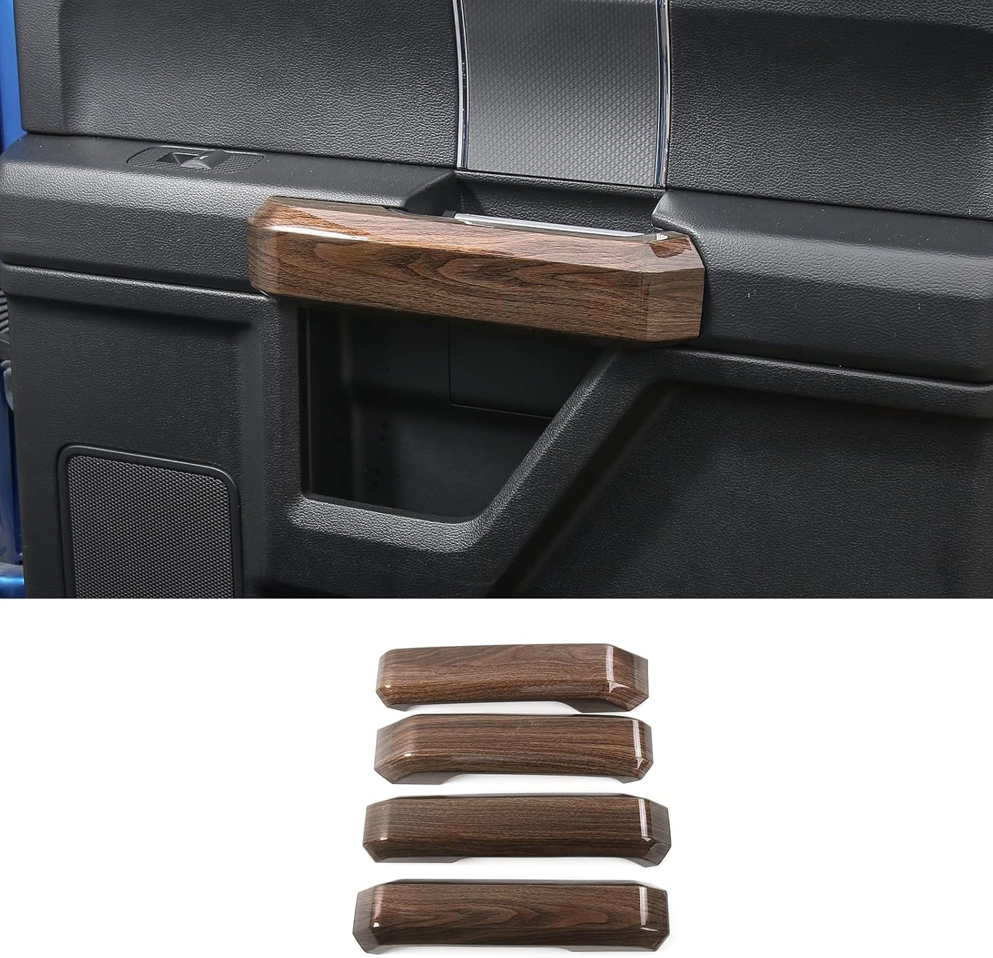 Voodonala Wood Grain Inner Door Handle Covers for Ford F150