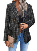 Mina Self 2025 Fall Tweed Plaid Blazer Jacket - Elegant Career Staple
