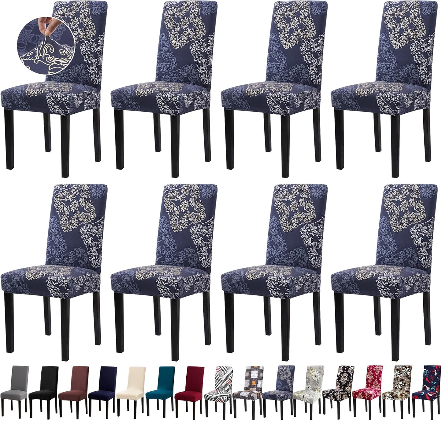 Stretch Kitchen Chair Covers for Dining Room - 8 Pack Slipcovers