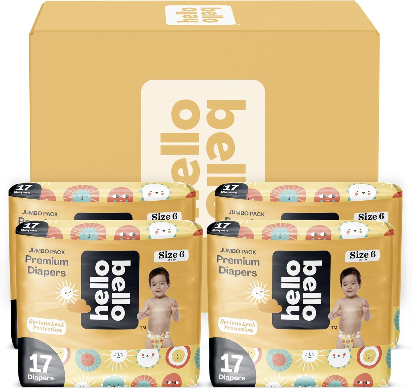 Hello Bello Premium Diapers Size 6, Extra-Absorbent Comfort Fit