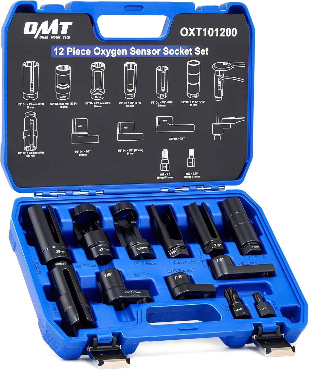 Orion Motor Tech 12pc Oxygen Sensor Socket Set for Easy Use