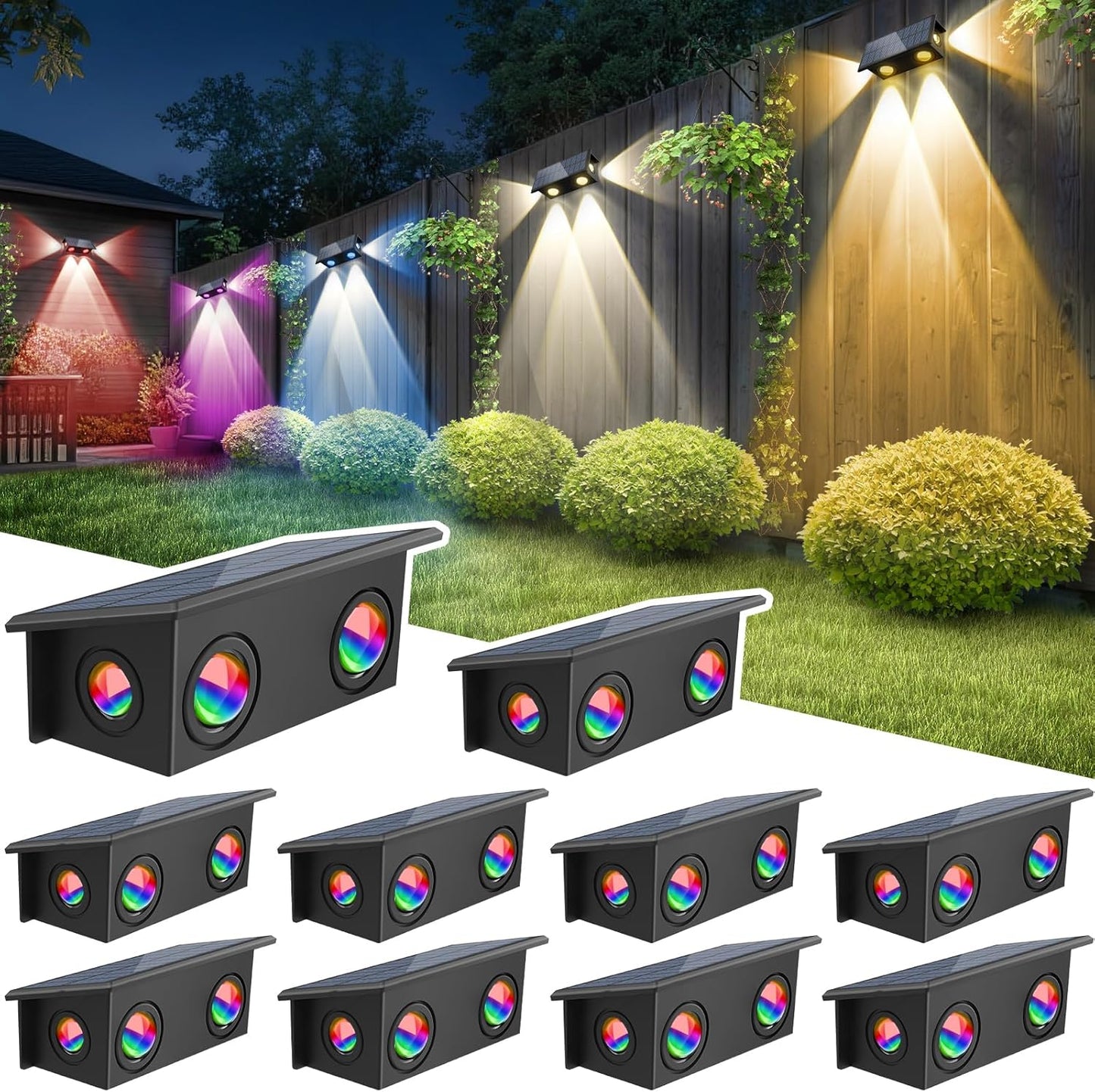T-SUN Solar Fence Lights Outdoor - 8 Modes for Every Occasion