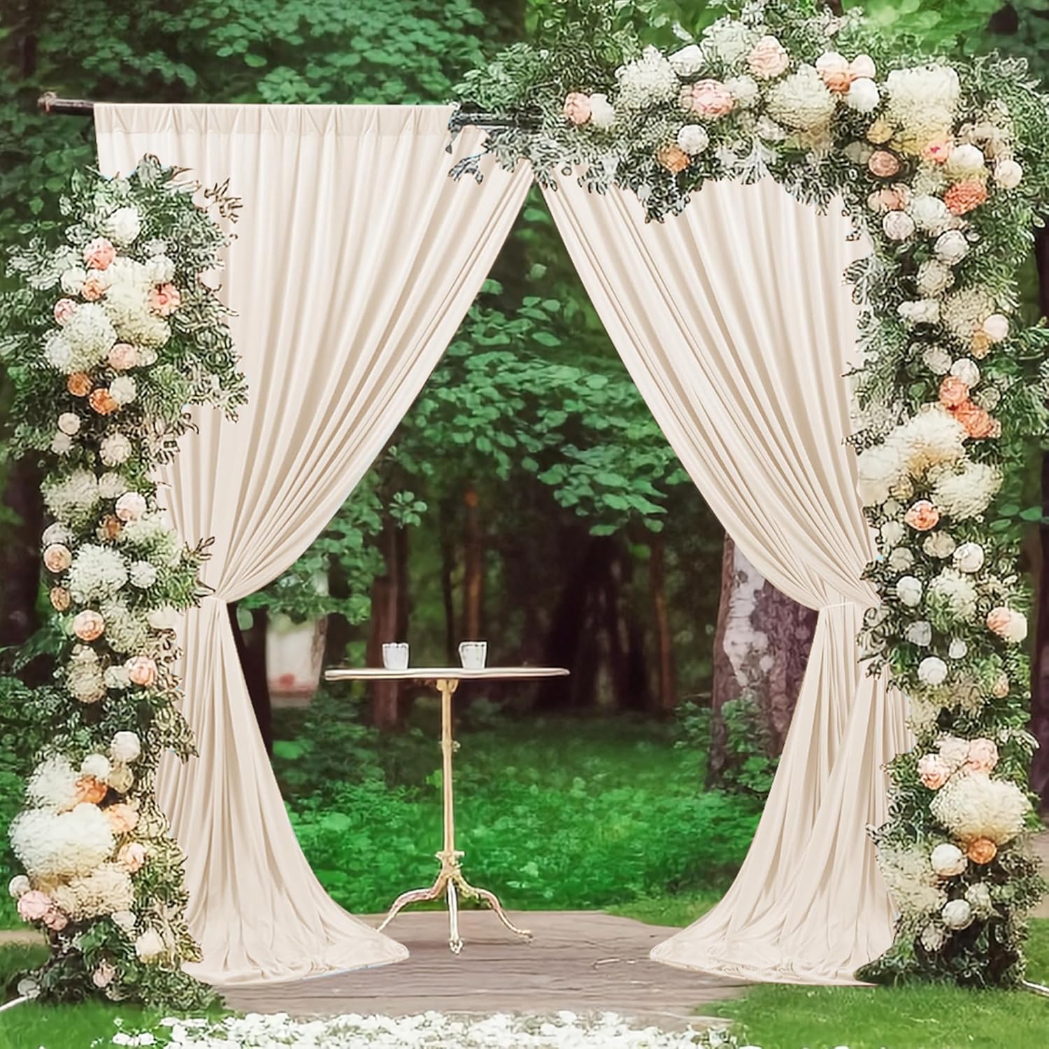 MEETSKY Beige Backdrop Curtains for Wedding and Photography Needs