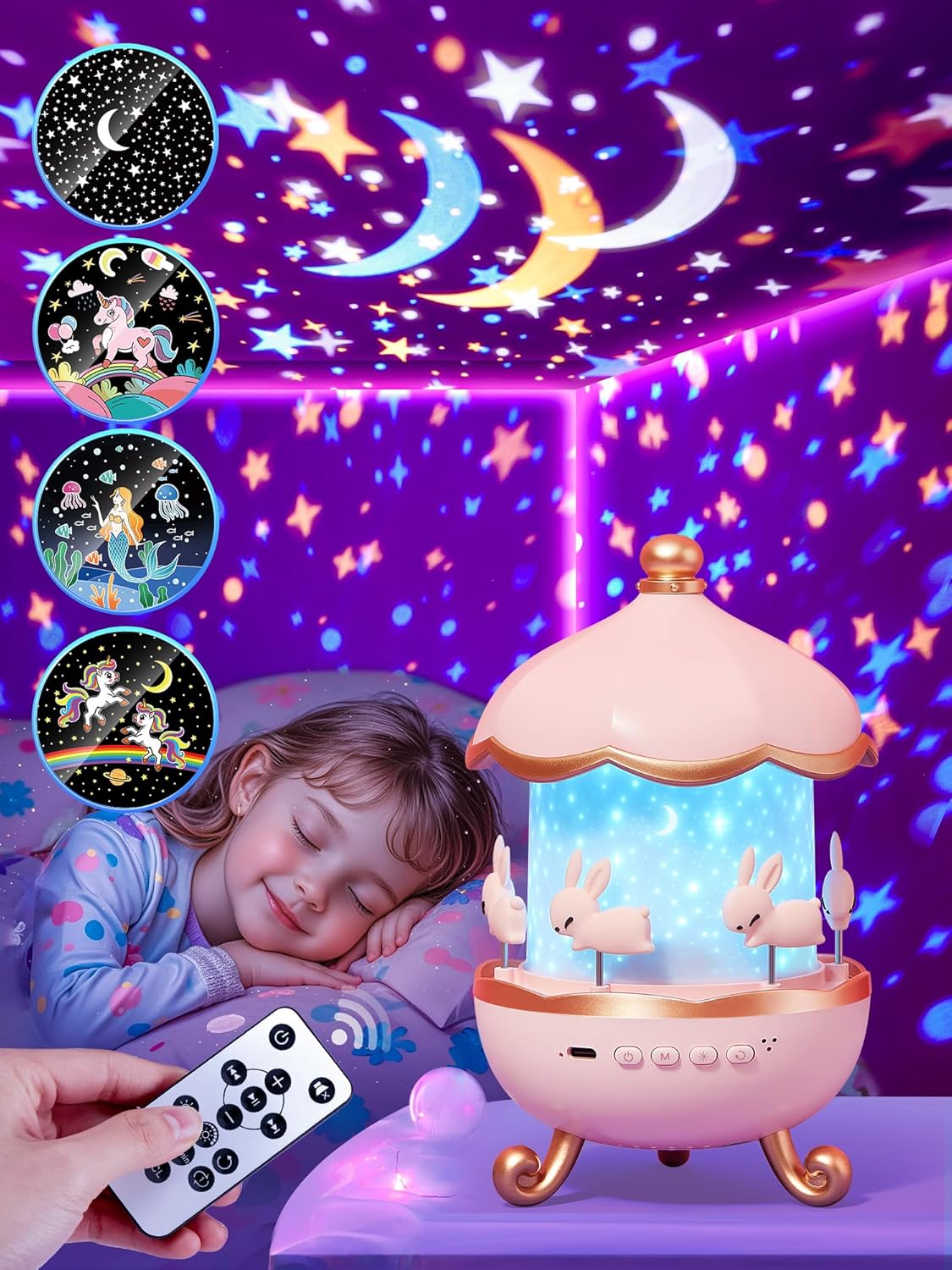 Staryou Kids Star Projector: 360 Stars, 21 Colors, Remote Control
