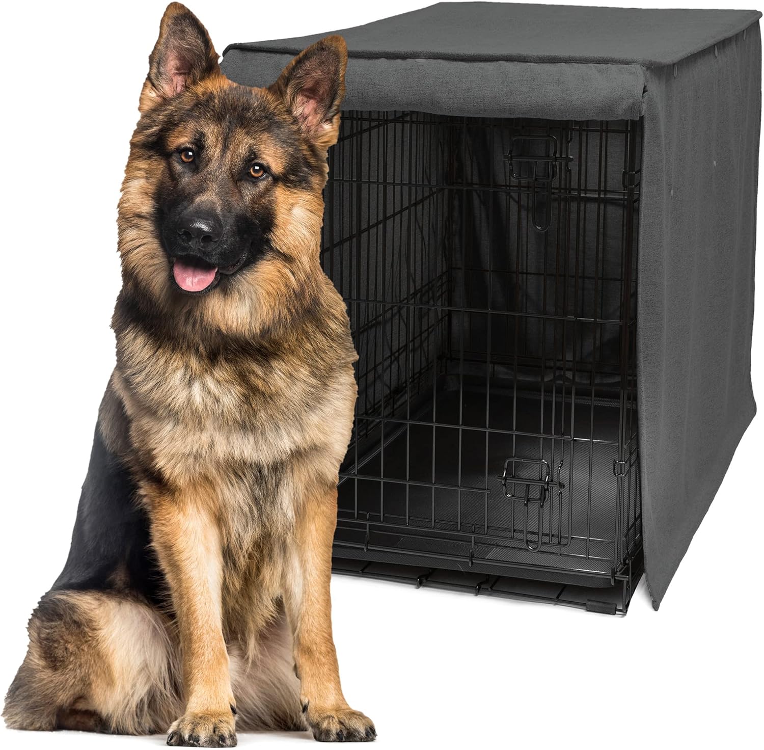 Friends Forever Dog Crate Cover 48 inch with Light Blocking Curtain