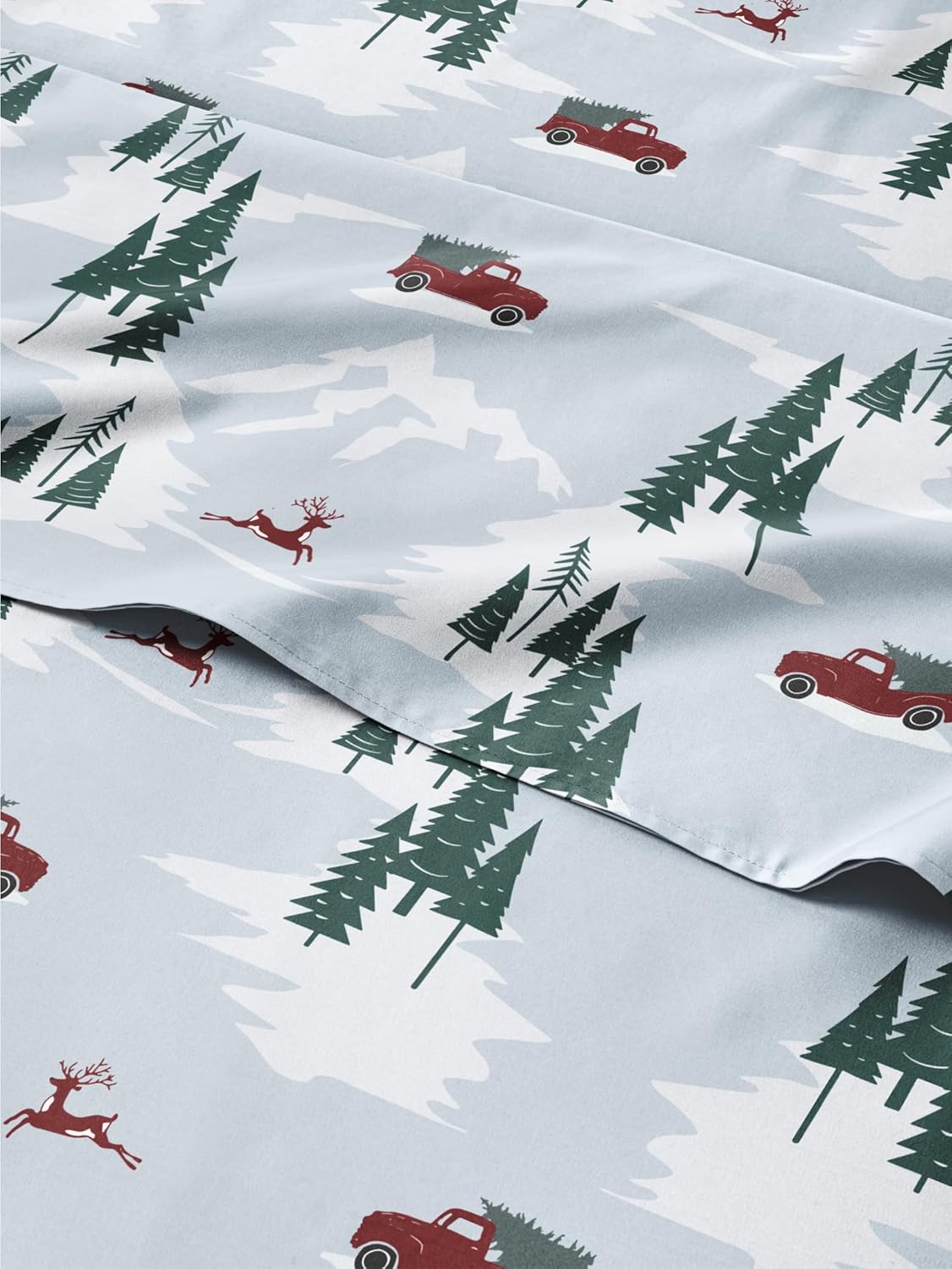 Queen Christmas Pickup Trucks Sheet Set for Holiday Comfort