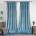 Luxury Velvet Curtains Gold Foil Print 80% Blackout Drapes - Aegean