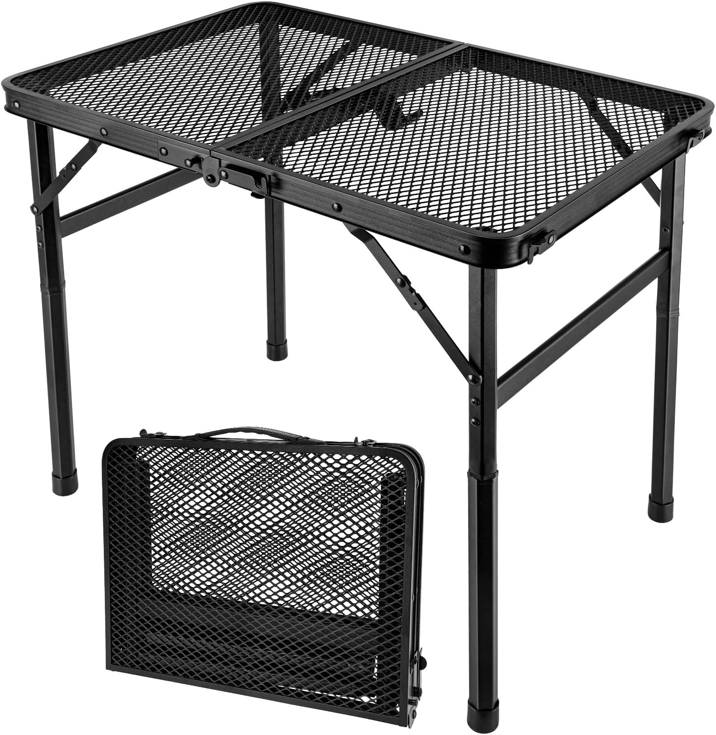 Portable Folding Grill Table | 2 Height Adjust | Lightweight Aluminum