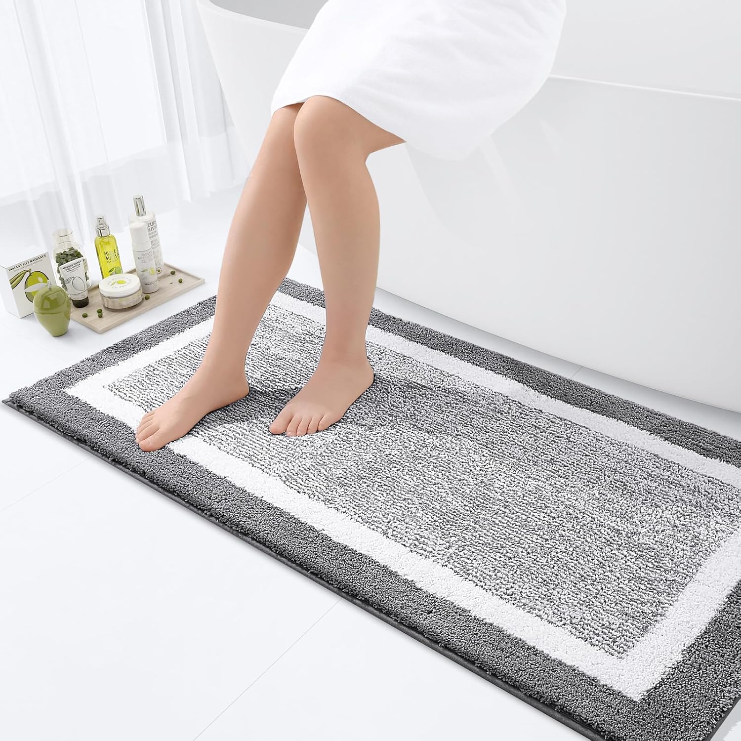 OLANLY Bathroom Rugs 47x24, Extra Soft Microfiber Mat