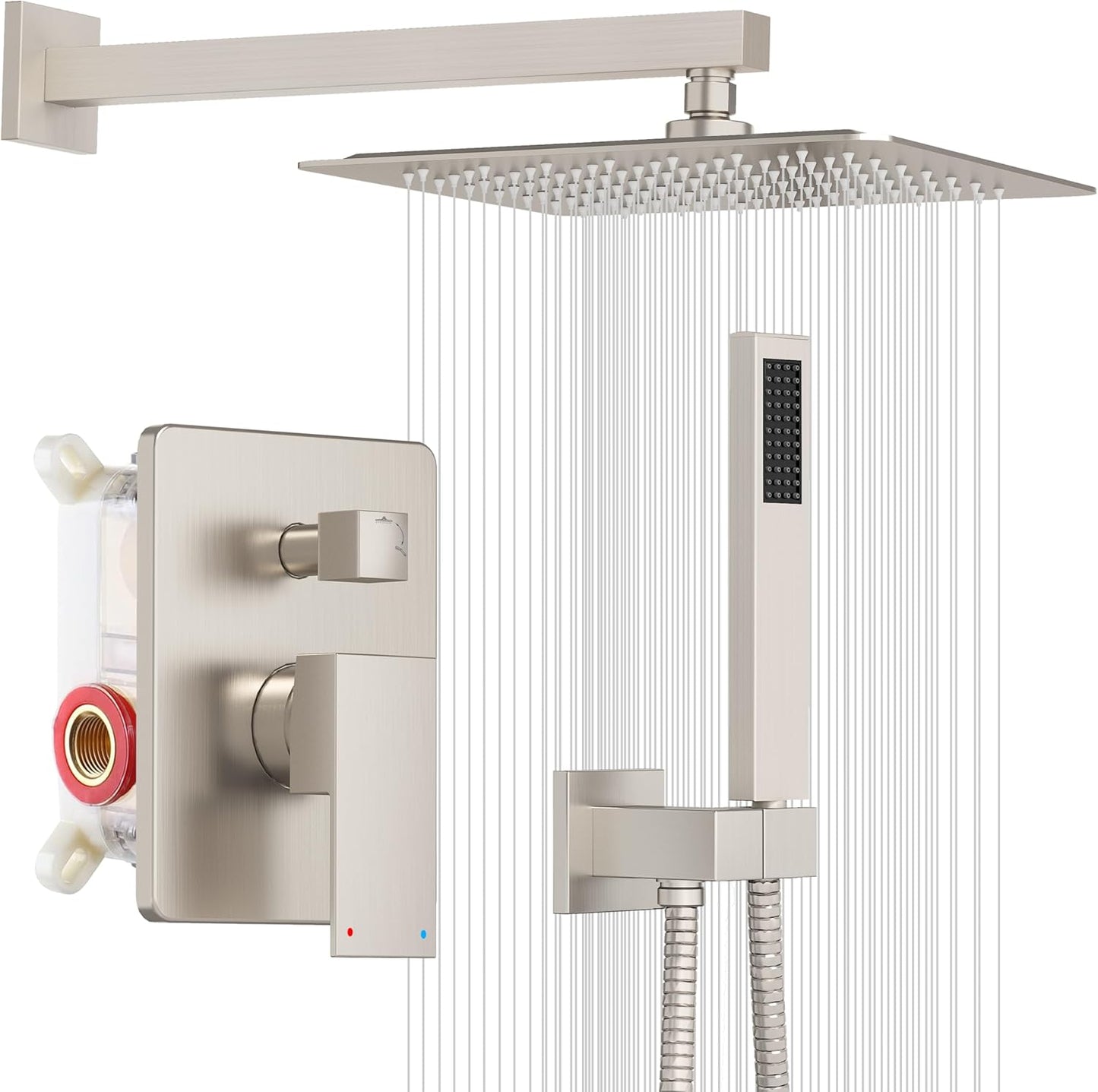 ESNBIA Shower System with 10 Inches Rain Shower Head and Handheld