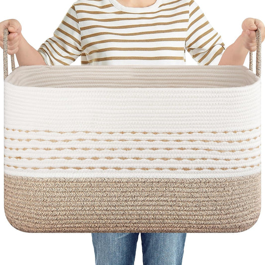 Large Blanket Basket for Living Room - Woven Storage Solution