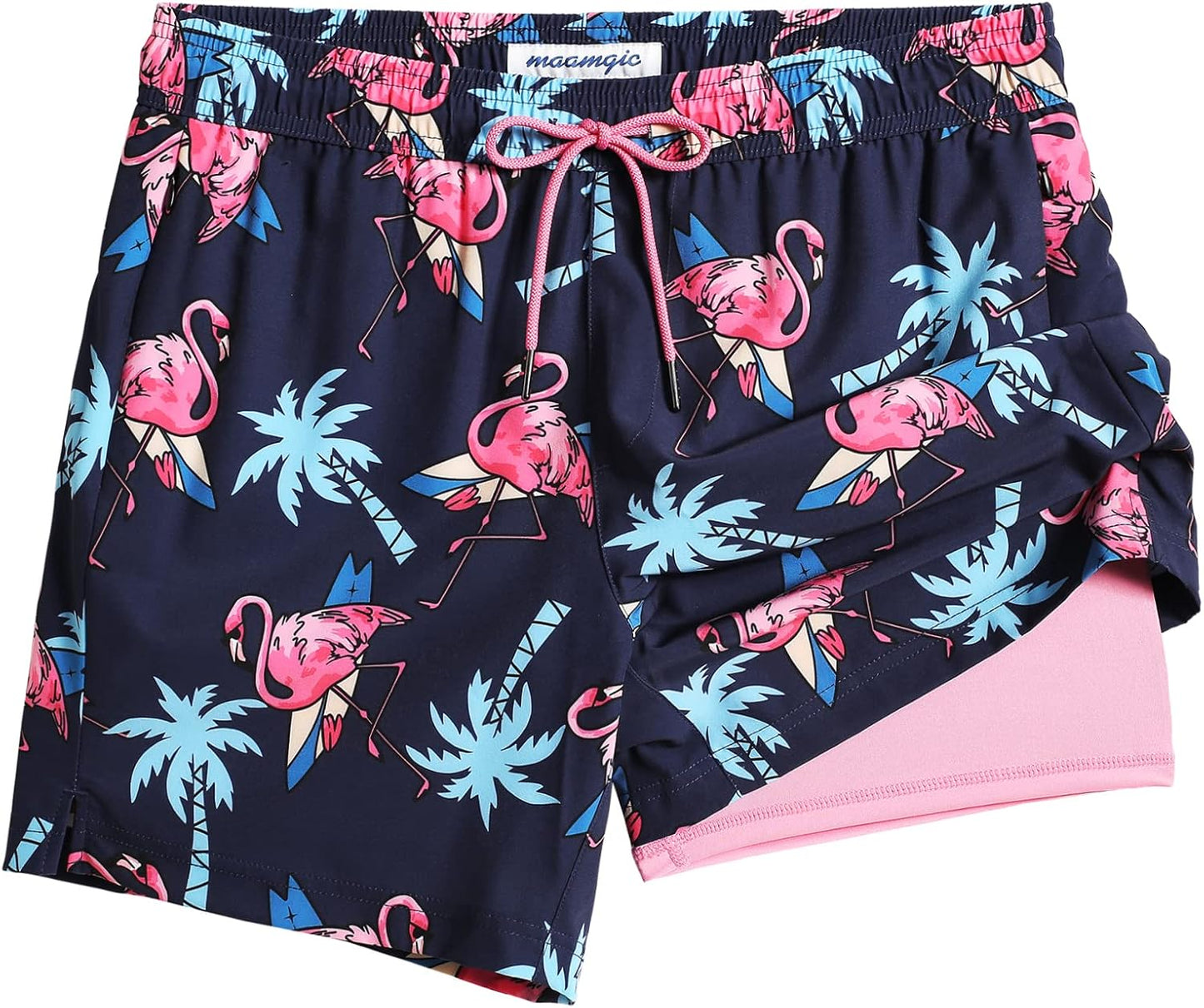 maamgic Mens Swim Trunks with Compression Liner for Comfort