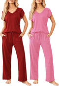Womens 2-Pack Short Sleeve Pajama Sets - Soft Printed Lounge Sets