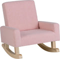 Kids Rocking Chair Toddler Sofa - Solid Wood Linen Rocker (Pink)