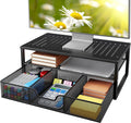 HUANUO 2 Tier Monitor Stand Riser - Desk Organizer with Drawer
