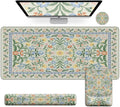 iCasso Desk Mat for Keyboard and Mouse - 4 in 1 Floral Desk Pad Set