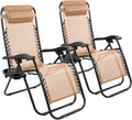 Zero Gravity Chair Set of 2 with Cup Holder & Removable Pillows