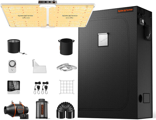 2024 Spider Farmer SF2000 EVO Complete Grow Tent Kit - Premium Samsung LM301H LEDs for Optimal Growth