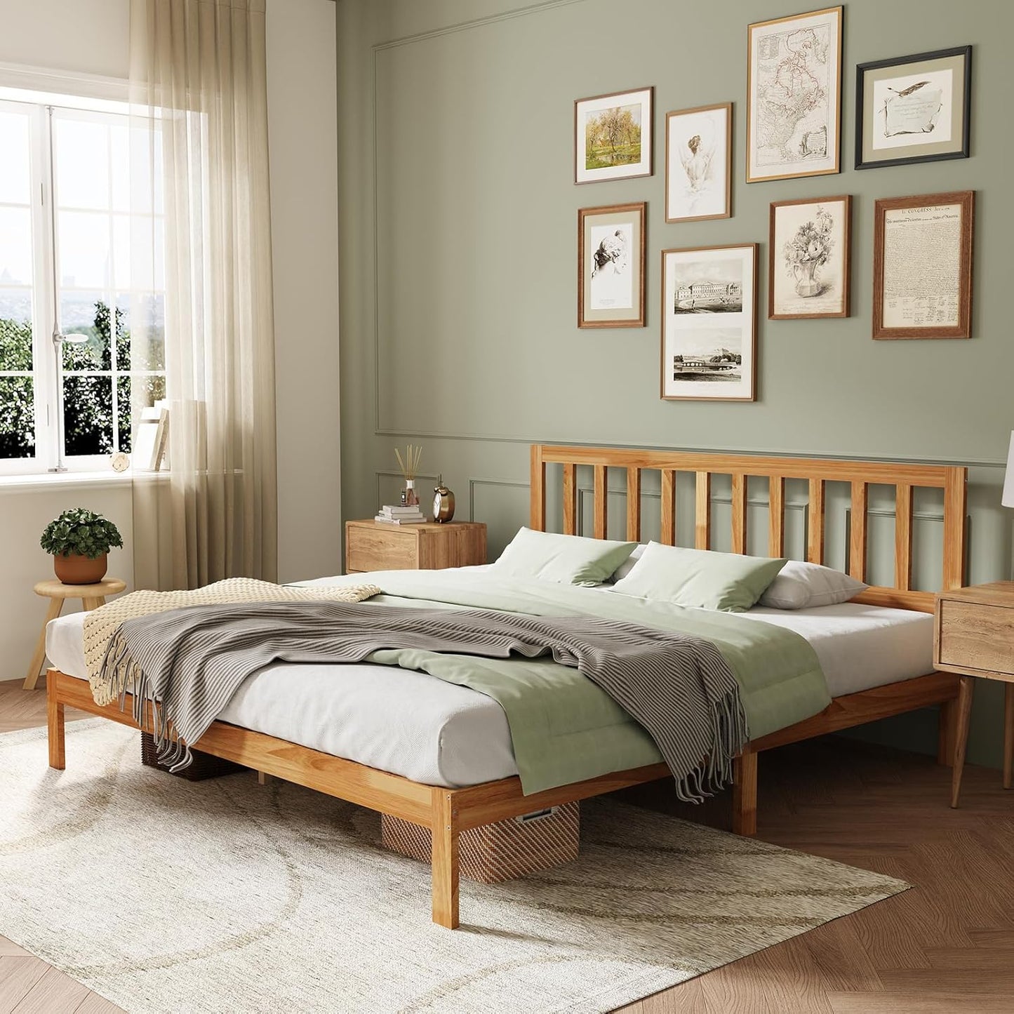 Novilla 12 Inch King Size Bed Frame with Headboard for Comfort