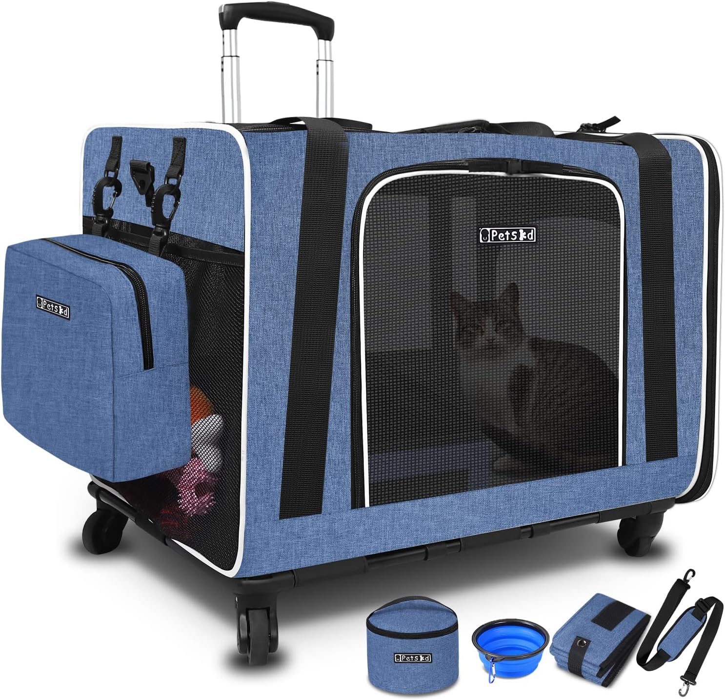 Petskd Extra Large Cat Carrier with Wheels for Travel Comfort