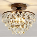 Crystal Chandelier Semi Flush Mount Ceiling Light - Compact Luxury