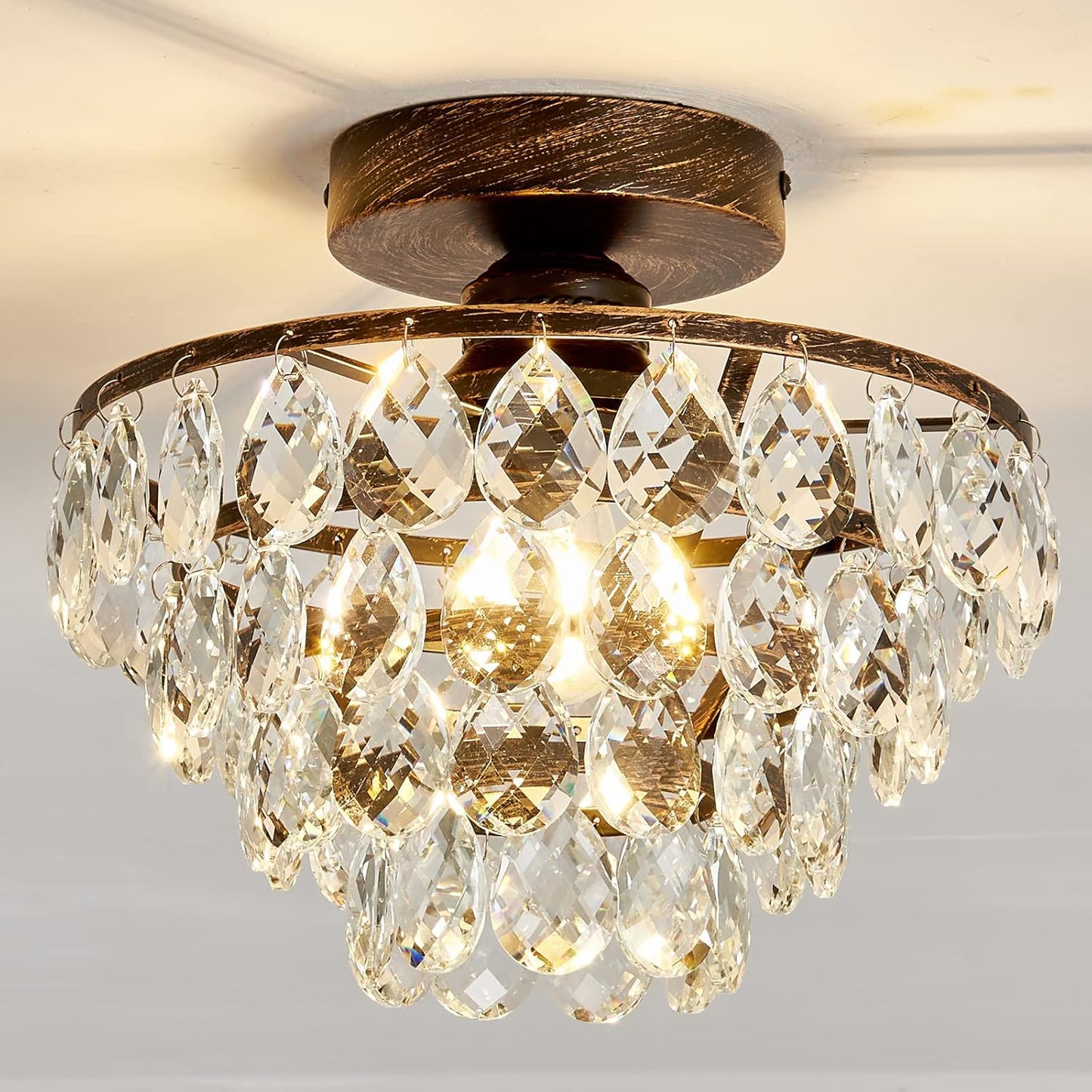 YYJLX Crystal Chandelier: Modern Semi Flush Mount Ceiling Light