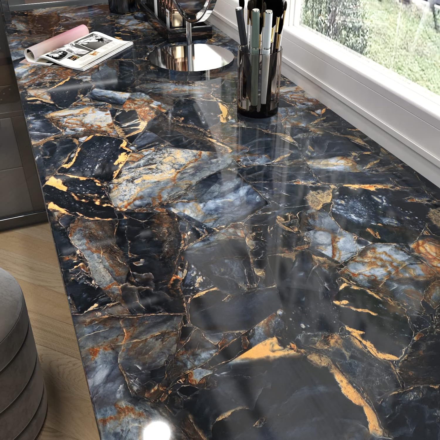 Marble Black Contact Paper Peel and Stick for Stylish Decor