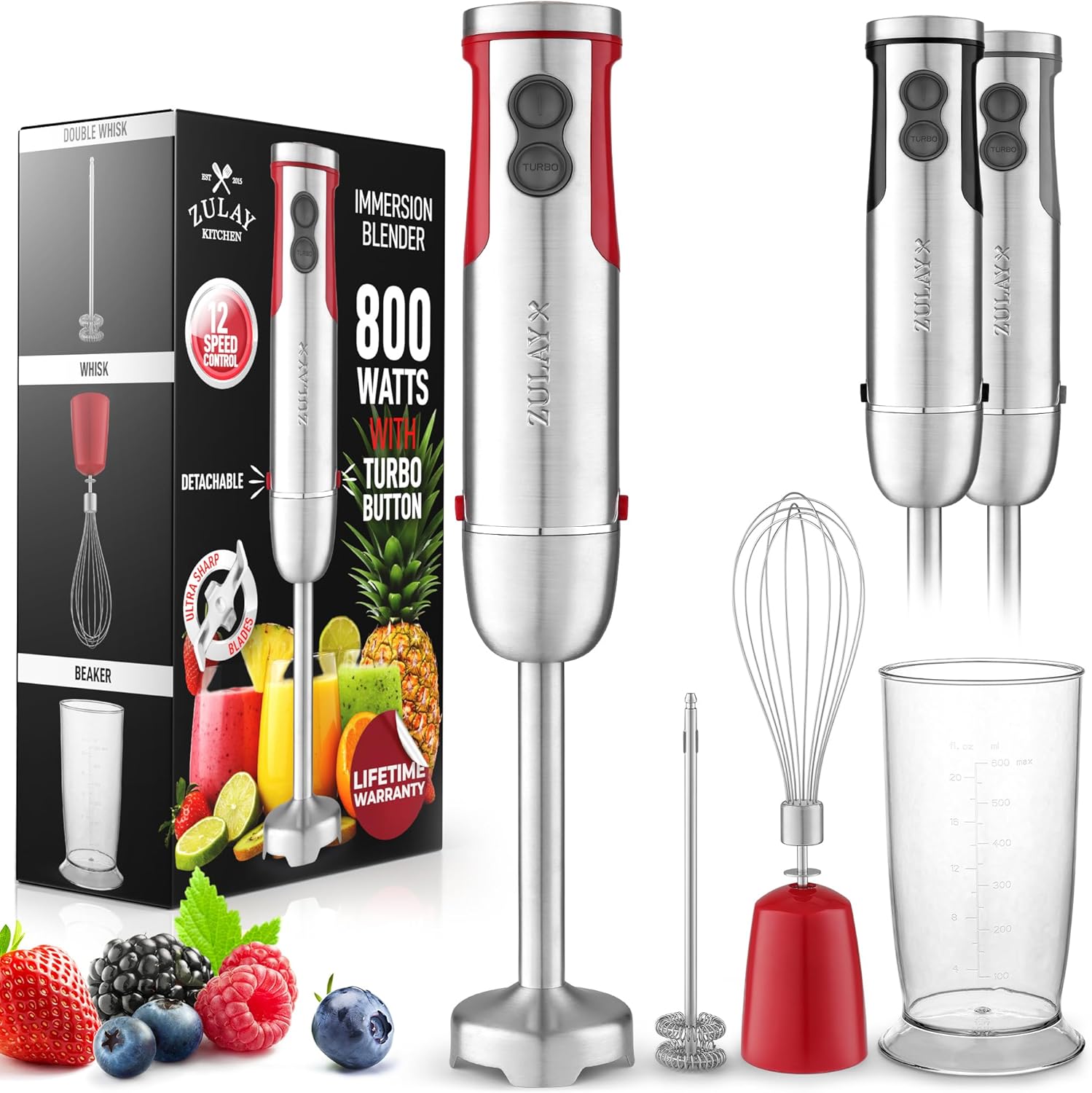 Zulay 4-in-1 Immersion Stick Mixer Hand Blender - 800 Watts