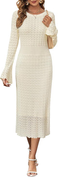 Women Fall Sweater Dress Midi - Modest Business Casual Fit