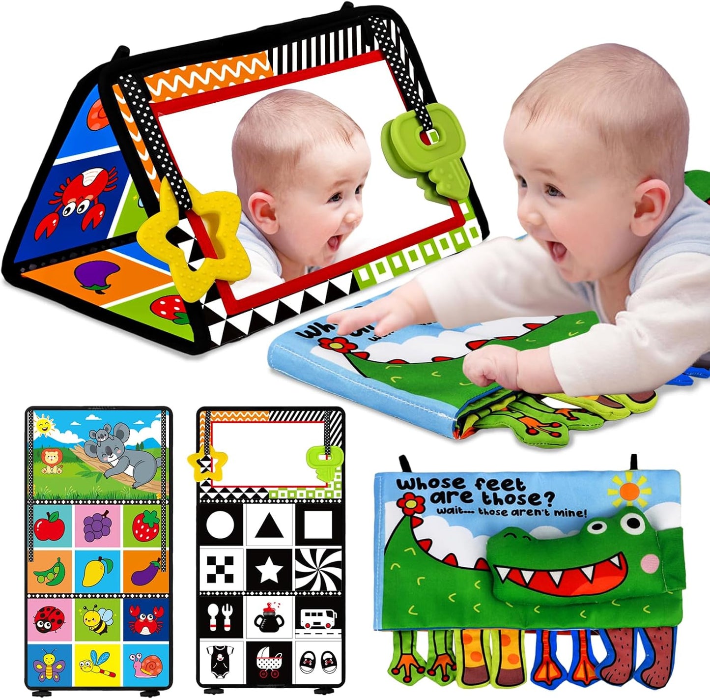 Montessori Tummy Time Set - Infants' High Contrast Toys