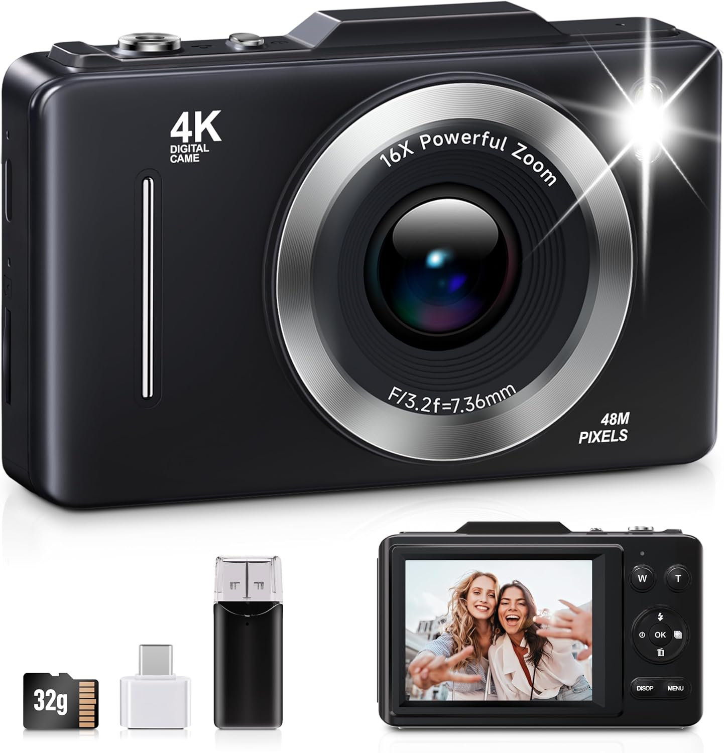 Digital Camera for Kids with 16x Zoom and Anti Shake Features