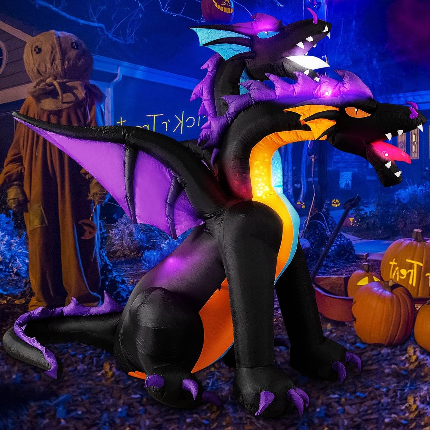Giant 7 FT Tall Halloween Inflatable Dragon for Outdoor Fun