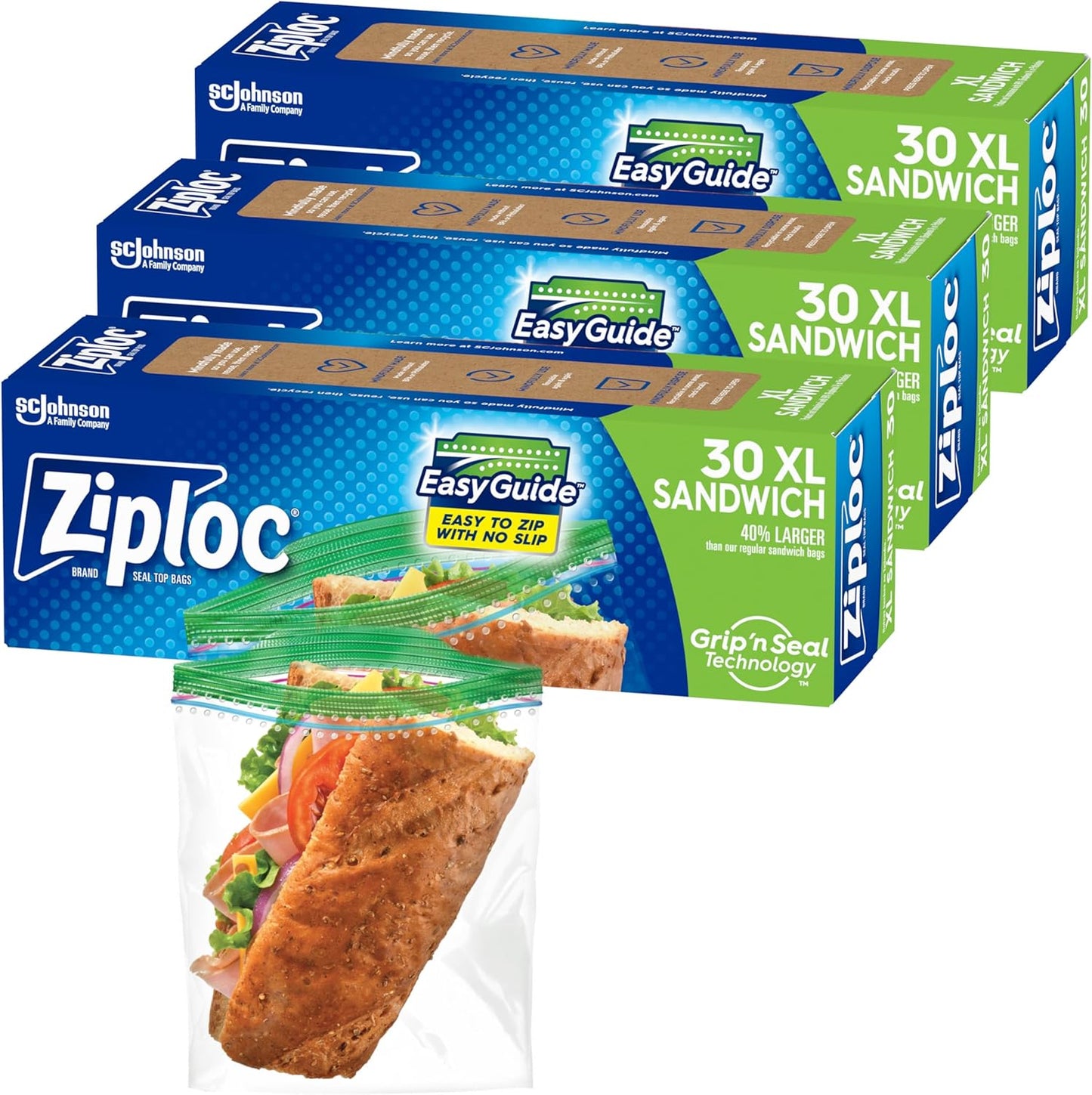 Ziploc XL Grip 'n Seal Storage Bags, 90 Count