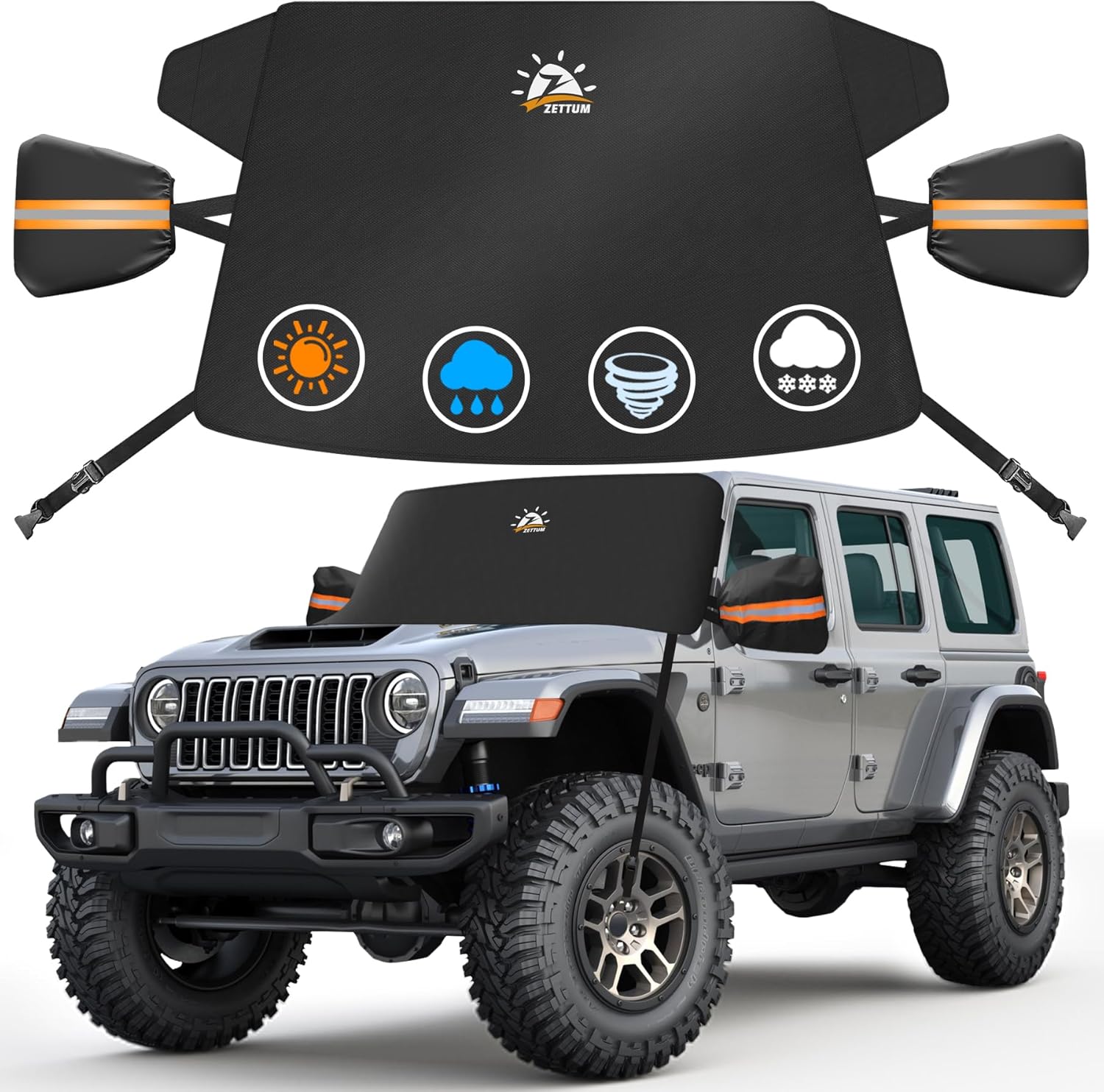 Zettum Car Windshield Snow Cover for Jeep Wrangler and More