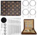 Tunisian Crochet Hooks Set - 12 Interchangeable Hooks with Leather
