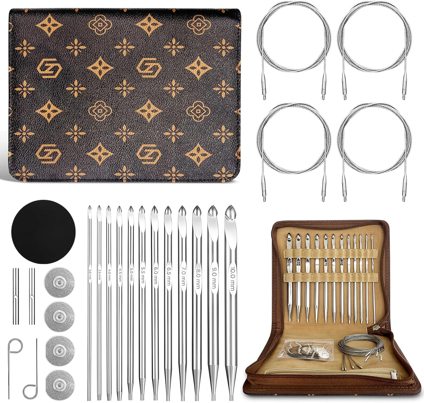 Tunisian Crochet Hooks Set for Easy Crocheting - 12 Hooks