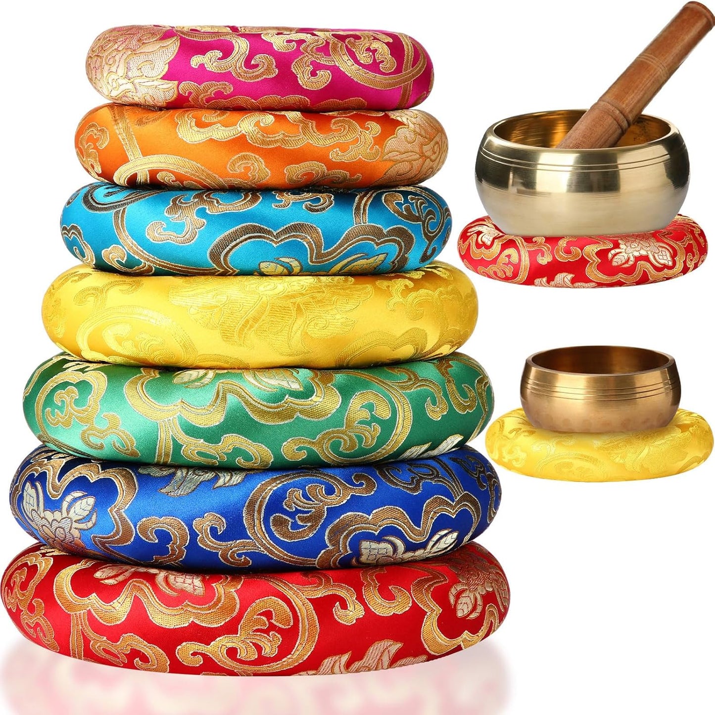 Barydat 7 Pieces Silk Singing Bowl Cushion Set for 6-12 Inch