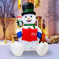 7FT Inflatable Christmas Snowman - LED Rotating Lights Outdoor Decor