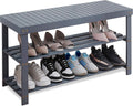 Bamboo Shoe Rack Bench 3-Tier Shoe Organizer - Compact Entryway Bench