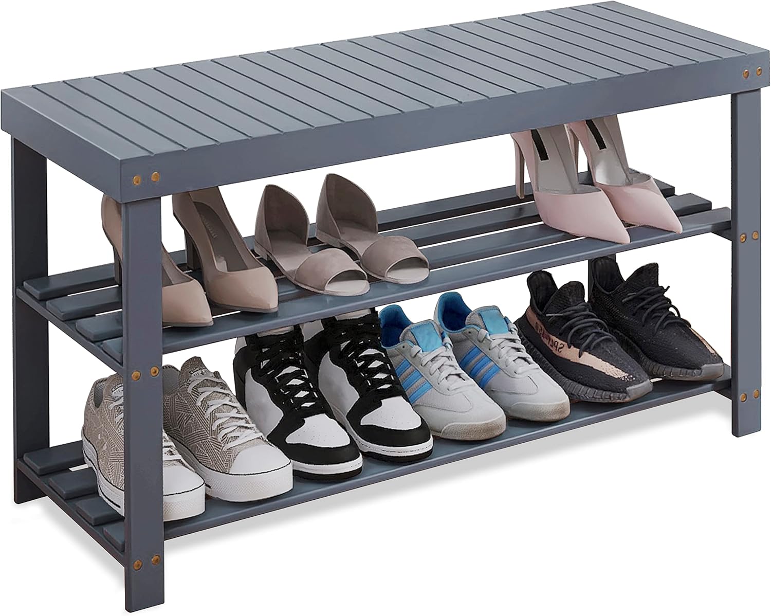 SMIBUY Bamboo Shoe Rack Bench for Entryway and Living Room