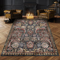 Washable Area Rugs 5 ft x 7 ft - Non-Slip Vintage Tribal Rug (Rust)