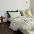 Vintage Geometric Striped Duvet Cover Set - Soft Cotton Queen