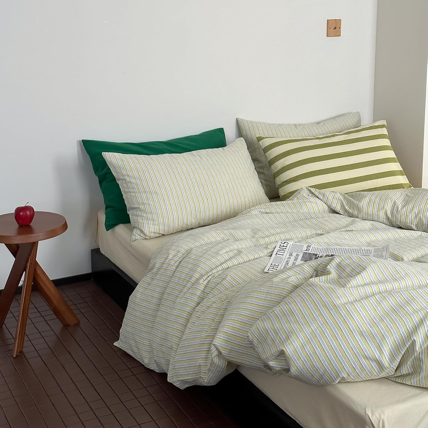 Vintage Geometric Striped Duvet Cover Set - 100% Cotton Full Size