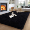 Large Fluffy Black Rugs for Living Room and Bedroom Decor