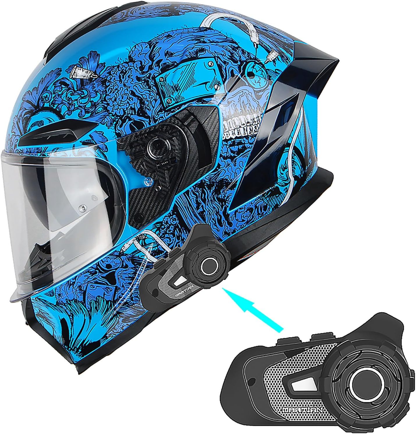 1Storm Motorcycle Full Face Helmet with Bluetooth Headset Bundle