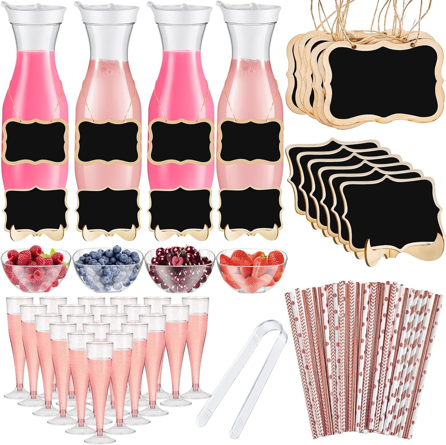 Mimosa Bar Supplies Set with Carafes and Champagne Flutes