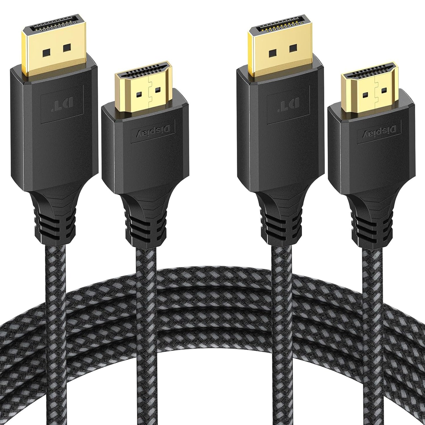 4K DisplayPort to HDMI Cable 2 Pack - High Speed Video Clarity!
