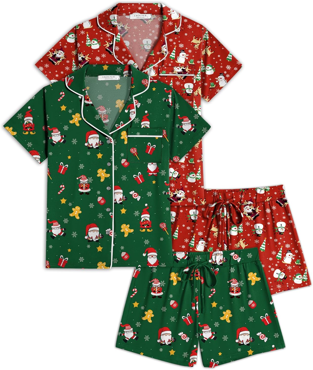 Ekouaer 2 Pack Womens Pajamas Set for Comfy Summer Sleepwear