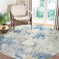 Modern Abstract Round Rug 6Ft Blue Circle Rug - Washable and Non-Slip