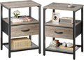 Huuger Nightstand Set of 2 - Compact Night Stand with Fabric Drawer